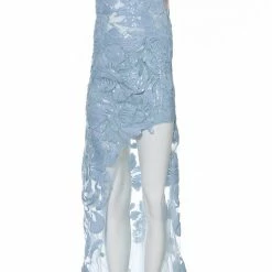 Jovani 4084 Sheer Illusion Sequin Floral Lace Prom Pageant Evening Dress Slit