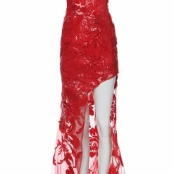 Jovani 4084 Sheer Illusion Sequin Floral Lace Prom Pageant Evening Dress Slit