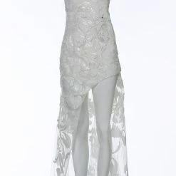 Jovani 4084 Sheer Illusion Sequin Floral Lace Prom Pageant Evening Dress Slit