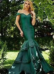 Jovani 31100 Off The Shoulder Fitted Mermaid Ruffle Prom Dress Evening Pageant Gown Mermaid Dresses