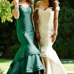 Jovani 31100 Off The Shoulder Fitted Mermaid Ruffle Prom Dress Evening Pageant Gown Mermaid Dresses