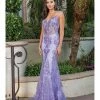 Dancing Queen DQ 4118 Long Sheer Sequin Mermaid Prom Dress Pageant Gown V Neck Crystal Belt