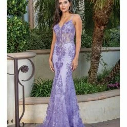 In Stock DQ 4118 Size 12, 16 Fuchsia Long Sheer Sequin Mermaid Prom Dress Pageant Gown V Neck Crystal Belt Mermaid Dresses