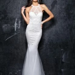 In Stock Mermaid Dresses Nina Canacci 4145 Size 6 White Beaded Lace Mermaid Wedding Dress