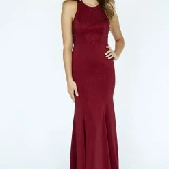 In Stock Jolene Collection 19097 Burgundy Size 10 Prom Dress Pageant Gown Racer Back