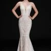 In Stock Nina Canacci 4201 Size 10 Ivory/Nude Lace V Neck Mermaid Wedding Dress