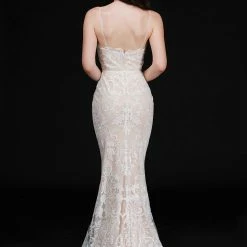 In Stock Nina Canacci 4201 Size 10 Ivory/Nude Lace V Neck Mermaid Wedding Dress