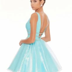 In Stock Ashley Lauren 4242 Size 10 Short Iridescent Cocktail Dress Fit & Flare Backless Dresses