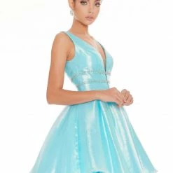 In Stock Ashley Lauren 4242 Size 10 Short Iridescent Cocktail Dress Fit & Flare Backless Dresses