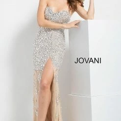 Jovani 4247 Sweetheart Embellished Evening Gown With High Slit