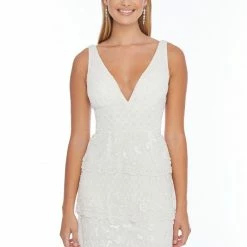In Stock Ashley Lauren 4251 Size 4 Short Beaded V Neck Cocktail Dress Sequin Reception Gown