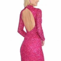 In Stock Ashley Lauren 4252 Size 2, 12 Jade Cocktail Dress Long Sleeve Short Sequin Fitted Homecoming Dress Backless Dresses