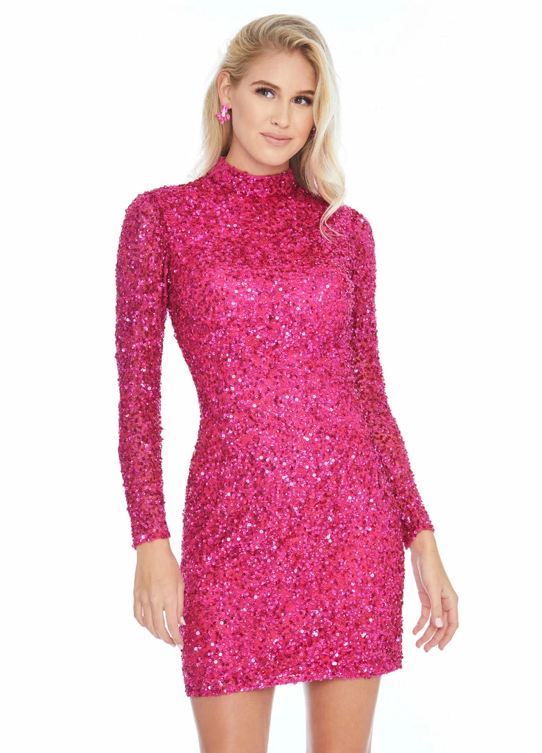 Ashleylauren Ashley Lauren 4252 Bright Pink Cocktail Dress Long Sleeve Short Sequin Fitted Homecoming Dress 15 Ashleylauren Ashley Lauren 4252 Bright Pink Cocktail Dress Long Sleeve Short Sequin Fitted Homecoming Dress