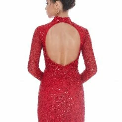 In Stock Ashley Lauren 4252 Size 2, 12 Jade Cocktail Dress Long Sleeve Short Sequin Fitted Homecoming Dress Backless Dresses