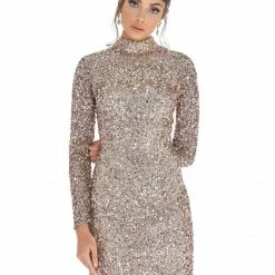 In Stock Ashley Lauren 4252 Size 2, 12 Jade Cocktail Dress Long Sleeve Short Sequin Fitted Homecoming Dress Backless Dresses