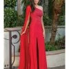 Dancing Queen DQ 4284 Long Fitted Jersey One Shoulder Prom Dress Pageant Gown Cape Slit Crystal