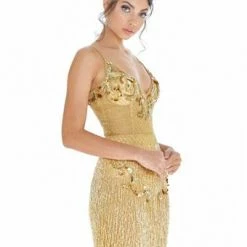 Ashleylauren Ashley Lauren 4261 Short Sheer Cocktail Dress With Bodysuit Fringe Sequins