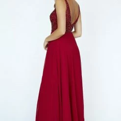 In Stock Jolene Collection 19093 Burgundy Size 2 Prom Dress Pageant Gown