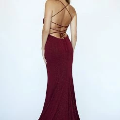 Discontinued Corset Dresses Jolene Collection 19070 Long Glitter Jersey Corset Fitted Mermaid Prom Dress Shimmer