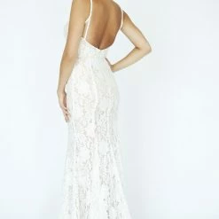 In Stock Jolene 19091 Size 12 Long Lace Embellished Wedding Dress Destination V Neck