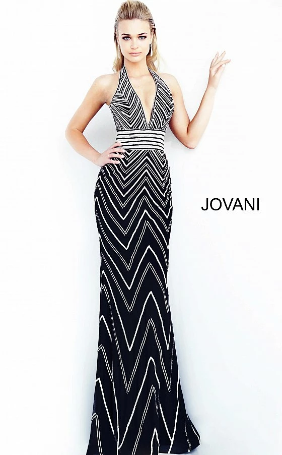 Discontinued Jovani 4341 Long Black Beaded Halter Prom Dress Evening Gown Fitted Wedding 5 Discontinued Jovani 4341 Long Black Beaded Halter Prom Dress Evening Gown Fitted Wedding