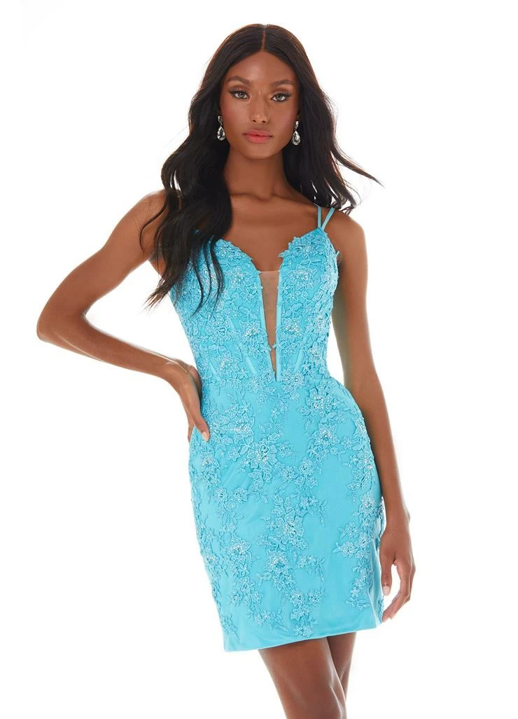 Ashleylauren Ashley Lauren 4371 Blush Cocktail Dress Short Fitted Lace Plunging Neckline 9 Ashleylauren Ashley Lauren 4371 Blush Cocktail Dress Short Fitted Lace Plunging Neckline