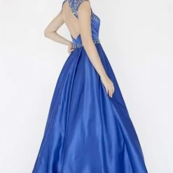 In Stock Jolene 18016 Long Satin A Line Ballgown Sheer High Neck Prom Dress Pockets Size 16 Ballgown Dresses 7 In Stock Jolene 18016 Long Satin A Line Ballgown Sheer High Neck Prom Dress Pockets Size 16 Ballgown Dresses