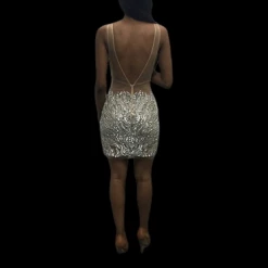 Sequin Dresses Jovani 4545 Sheer Illusion Embellished Sexy Cocktail Gown Party Dress Formal Short