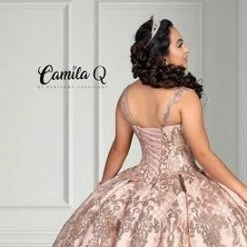 Camila Q Quinceanera Q1113 Glitter Satin Ball Gown Corset Back With Bolero Jacket 1113 Ballgown Dresses