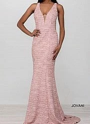 Jovani 45811 Glitter Shimmer Prom Dress Plunging Neckline Jersey Mermaid Fitted Mermaid Dresses
