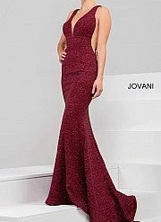 Jovani 45811 Glitter Shimmer Prom Dress Plunging Neckline Jersey Mermaid Fitted Mermaid Dresses