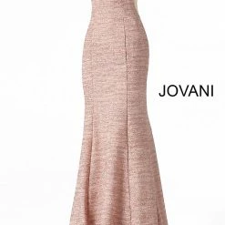 Jovani 45811 Glitter Shimmer Prom Dress Plunging Neckline Jersey Mermaid Fitted