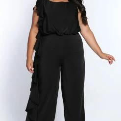 Sydney's Closet CE2014 Plus Sized Jumpsuit One Shoulder Ruffle Pants Suit CE 2014 Jumpsuits & Rompers 34 Sydney's Closet CE2014 Plus Sized Jumpsuit One Shoulder Ruffle Pants Suit CE 2014 Jumpsuits & Rompers