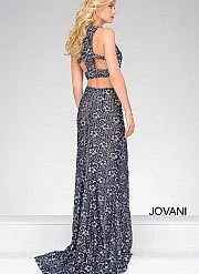 In Stock Long Sleeve Dresses Jovani 46002 Size 6 Navy Long Lace Prom Dress Pageant Gown Racer Back Slit Formal