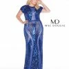 In Stock Fabulouss By Mac Duggal 4676 Cobalt Prom Dress Size 16W Cap Sleeve Pageant Gown Plus Size