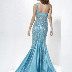 In Stock Tiffany 46803 Size 6 Long Embellished Mermaid Pageant Dress One Shoulder Formal Gown Mermaid Dresses