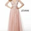 Jovani 29084 Three Quarter Sleeve A Line Evening Gown Mother Of Dress Formal Evening Gown Long Sleeve Dresses