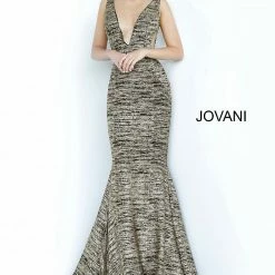 Jovani 47075 Iridescent Shimmer Fitted Mermaid Prom Dress Train Pageant Gown