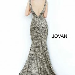 Jovani 47075 Iridescent Shimmer Fitted Mermaid Prom Dress Train Pageant Gown