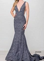 Jovani 47075 Iridescent Shimmer Fitted Mermaid Prom Dress Train Pageant Gown