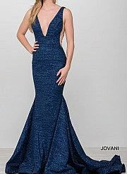Jovani 47075 Iridescent Shimmer Fitted Mermaid Prom Dress Train Pageant Gown