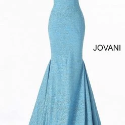 Jovani 47075 Iridescent Shimmer Fitted Mermaid Prom Dress Train Pageant Gown