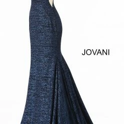 Jovani 47075 Iridescent Shimmer Fitted Mermaid Prom Dress Train Pageant Gown