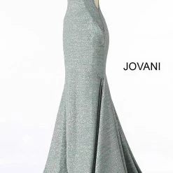 Jovani 47075 Iridescent Shimmer Fitted Mermaid Prom Dress Train Pageant Gown