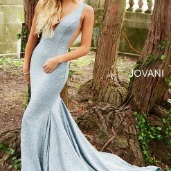 Mermaid Dresses Jovani 47075 Iridescent Shimmer Fitted Mermaid Prom Dress Train Pageant Gown