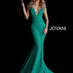 Jovani 47075 Iridescent Shimmer Fitted Mermaid Prom Dress Train Pageant Gown