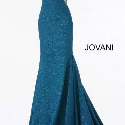 Jovani 47075 Iridescent Shimmer Fitted Mermaid Prom Dress Train Pageant Gown