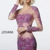 Long Sleeve Dresses Jovani 47598 Short Fitted Sheer Crystal Cocktail Dress Long Sleeve Embellished
