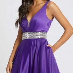 Mac Duggal 48879A Long Satin A Line Ballgown Prom Dress Pockets V Neck Gown 8 Mac Duggal 48879A Long Satin A Line Ballgown Prom Dress Pockets V Neck Gown