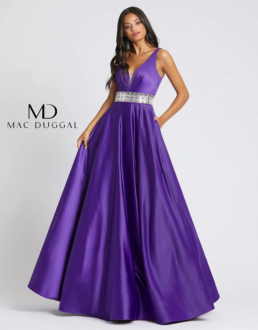 Mac Duggal 48879A Long Satin A Line Ballgown Prom Dress Pockets V Neck Gown 6 Mac Duggal 48879A Long Satin A Line Ballgown Prom Dress Pockets V Neck Gown